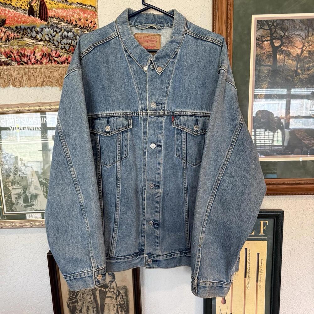 Vintage 90s Levi’s Trucker Jean‎ Jacket Mens 2XL Blue Denim Trucker 70507 0389